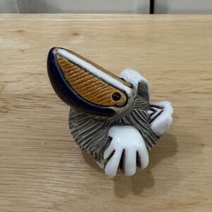 Vintage Artesania Rinconada Pelican Figurine 2" Small Uraguay Signed